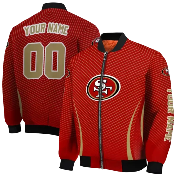 customized san francisco 49ers chevron arrow red bomber jacket fashion forward