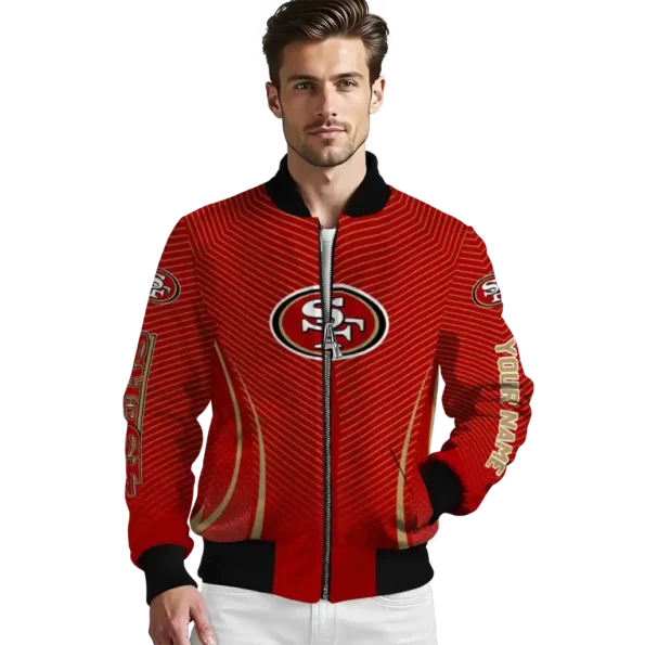 customized san francisco 49ers chevron arrow red bomber jacket high quality