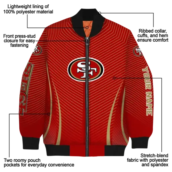 customized san francisco 49ers chevron arrow red bomber jacket new arrival