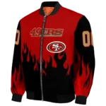 customized san francisco 49ers flame border red black bomber jacket best selling