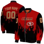 customized san francisco 49ers flame border red black bomber jacket best selling