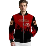 customized san francisco 49ers flame border red black bomber jacket best selling
