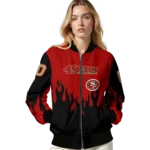 customized san francisco 49ers flame border red black bomber jacket best selling