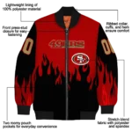 customized san francisco 49ers flame border red black bomber jacket best selling