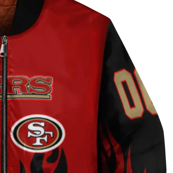 customized san francisco 49ers flame border red black bomber jacket premium grade