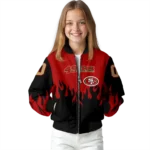customized san francisco 49ers flame border red black bomber jacket best selling