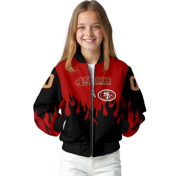customized san francisco 49ers flame border red black bomber jacket top rated