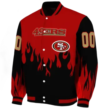 customized san francisco 49ers flame border red black varsity jacket best selling
