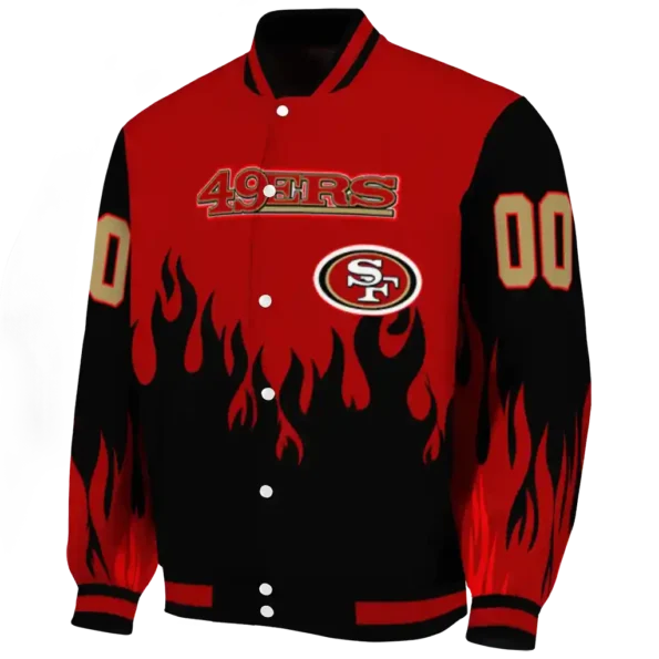 customized san francisco 49ers flame border red black varsity jacket best selling