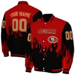 customized san francisco 49ers flame border red black varsity jacket best selling