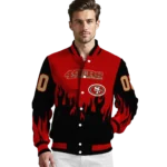 customized san francisco 49ers flame border red black varsity jacket best selling