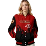 customized san francisco 49ers flame border red black varsity jacket best selling