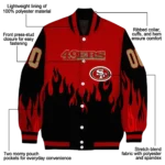 customized san francisco 49ers flame border red black varsity jacket best selling