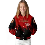 customized san francisco 49ers flame border red black varsity jacket best selling