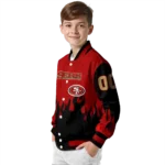 customized san francisco 49ers flame border red black varsity jacket best selling