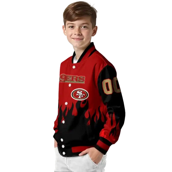 customized san francisco 49ers flame border red black varsity jacket trendy