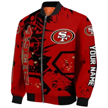 customized san francisco 49ers hexagon cluster red black bomber jacket best selling
