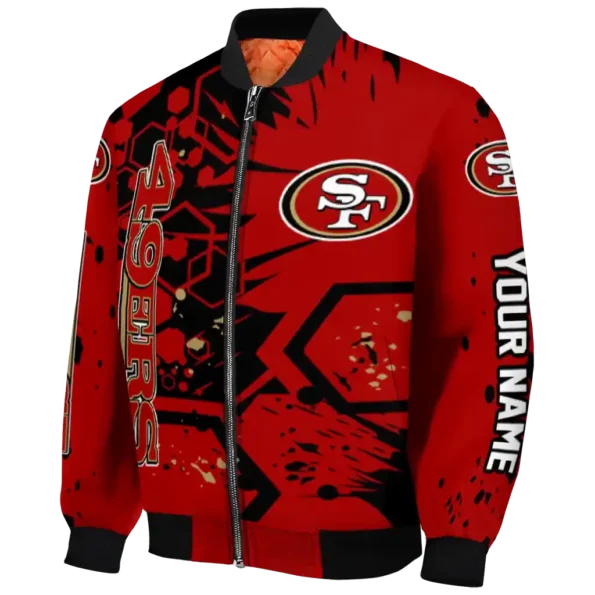 customized san francisco 49ers hexagon cluster red black bomber jacket best selling