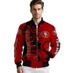 customized san francisco 49ers hexagon cluster red black bomber jacket best selling