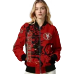 customized san francisco 49ers hexagon cluster red black bomber jacket best selling