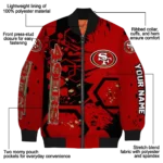 customized san francisco 49ers hexagon cluster red black bomber jacket best selling