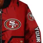 customized san francisco 49ers hexagon cluster red black bomber jacket best selling
