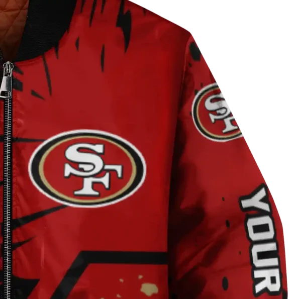 customized san francisco 49ers hexagon cluster red black bomber jacket premium grade