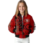customized san francisco 49ers hexagon cluster red black bomber jacket best selling