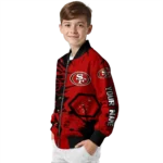 customized san francisco 49ers hexagon cluster red black bomber jacket best selling