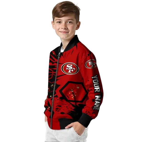 customized san francisco 49ers hexagon cluster red black bomber jacket trendy