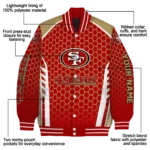 customized san francisco 49ers hexagon grid red varsity jacket best selling