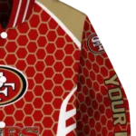 customized san francisco 49ers hexagon grid red varsity jacket best selling