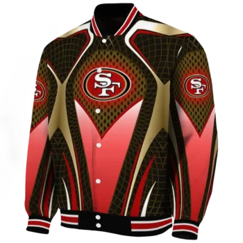 customized san francisco 49ers mesh chest tan crocs black varsity jacket best selling
