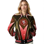 customized san francisco 49ers mesh chest tan crocs black varsity jacket best selling