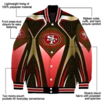 customized san francisco 49ers mesh chest tan crocs black varsity jacket best selling
