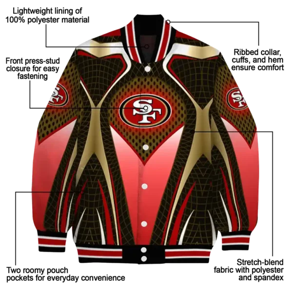customized san francisco 49ers mesh chest tan crocs black varsity jacket new arrival