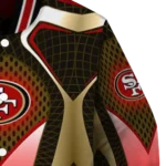 customized san francisco 49ers mesh chest tan crocs black varsity jacket best selling