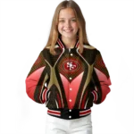 customized san francisco 49ers mesh chest tan crocs black varsity jacket best selling