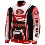 customized san francisco 49ers mesh effect red black varsity jacket best selling