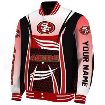 customized san francisco 49ers mesh effect red black varsity jacket best selling
