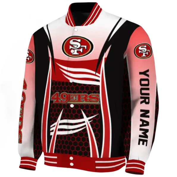 customized san francisco 49ers mesh effect red black varsity jacket best selling