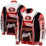 customized san francisco 49ers mesh effect red black varsity jacket best selling