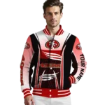 customized san francisco 49ers mesh effect red black varsity jacket best selling