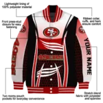 customized san francisco 49ers mesh effect red black varsity jacket best selling