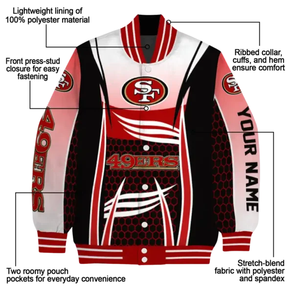 customized san francisco 49ers mesh effect red black varsity jacket new arrival