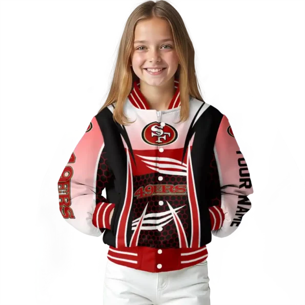 customized san francisco 49ers mesh effect red black varsity jacket top rated