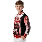 customized san francisco 49ers mesh effect red black varsity jacket best selling