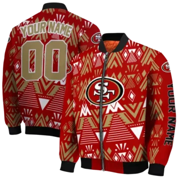 customized san francisco 49ers pyramid shapes red bomber jacket fashion forward