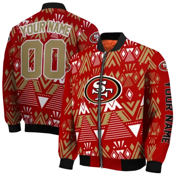 customized san francisco 49ers pyramid shapes red bomber jacket fashion forward
