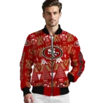 customized san francisco 49ers pyramid shapes red bomber jacket best selling
